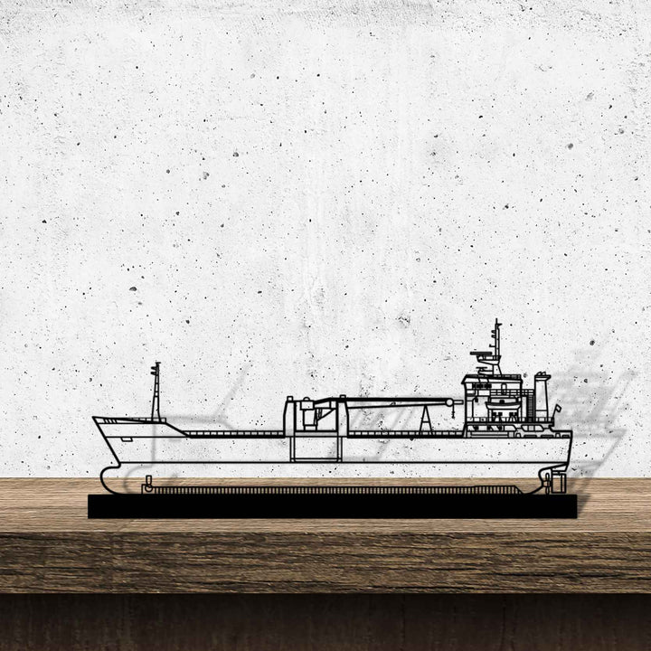 Cargo Ship Silhouette Metal Art Stand