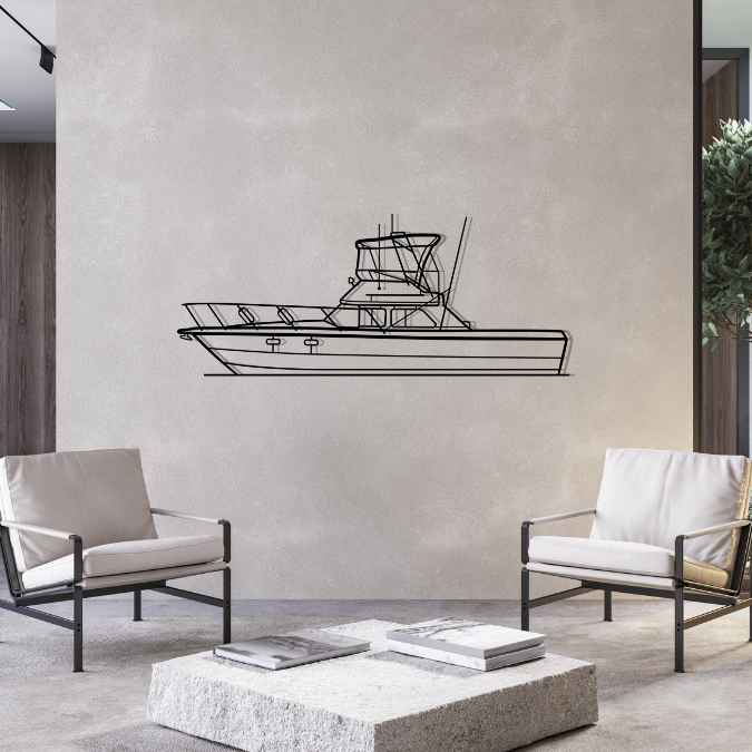 Flybridge Cruiser 1983 Silhouette Metal Wall Art