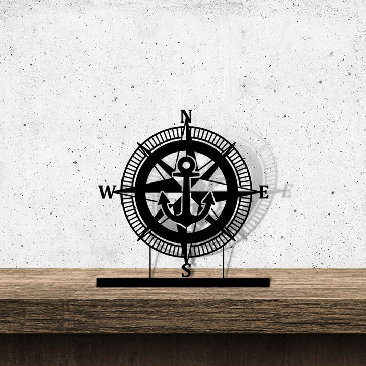 Compass Star Silhouette Metal Art Stand