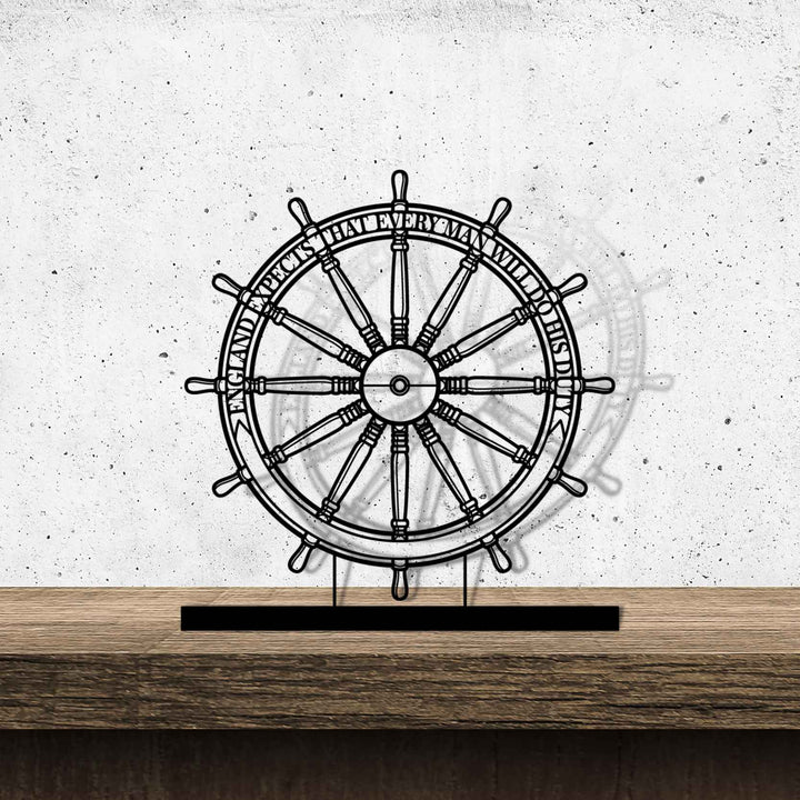 HMS Victory Wheel Metal Art Stand