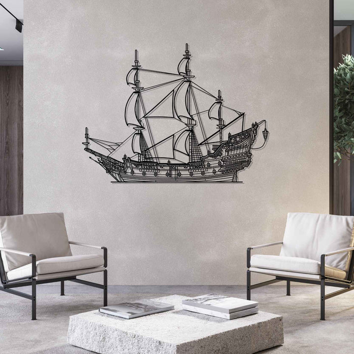 Queen Annes Revenge Silhouette Metal Wall Art