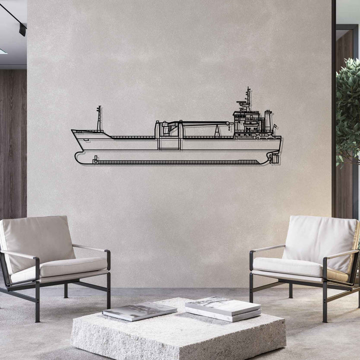 Cargo Ship Silhouette Metal Wall Art