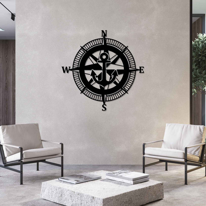 Compass Star Silhouette Metal Wall Art