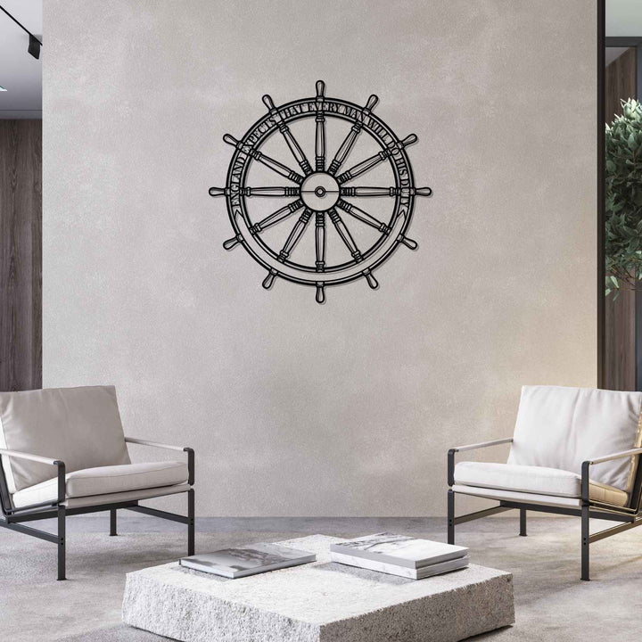 HMS Victory Wheel Silhouette Metal Wall Art