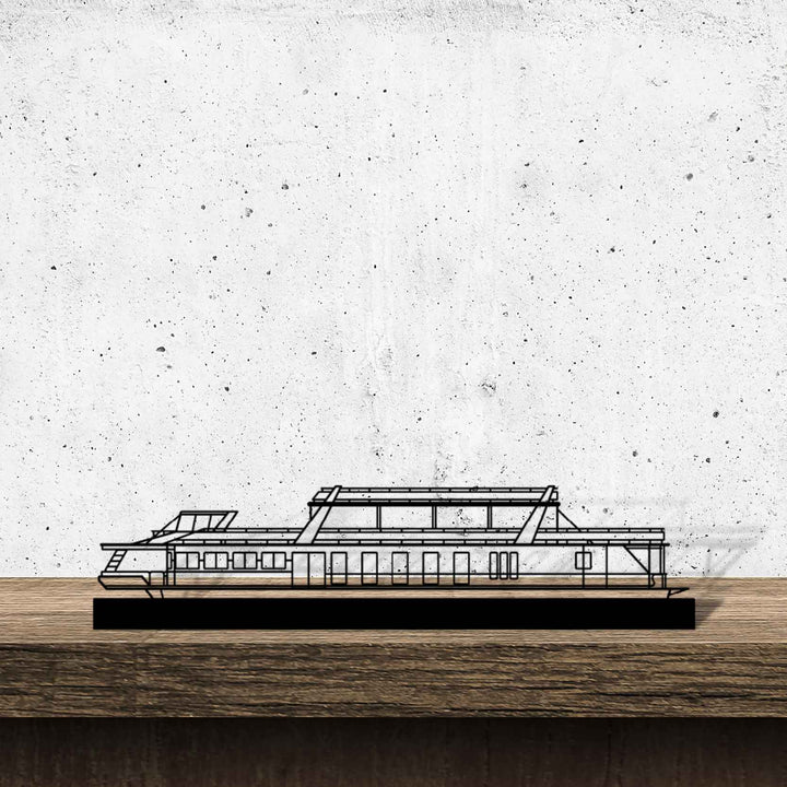 Houseboat Silhouette Metal Art Stand