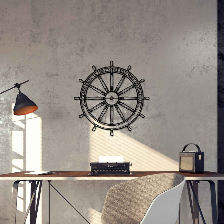 HMS Victory Wheel Silhouette Metal Wall Art