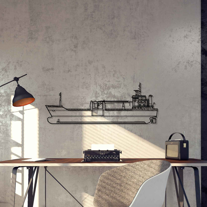 Cargo Ship Silhouette Metal Wall Art