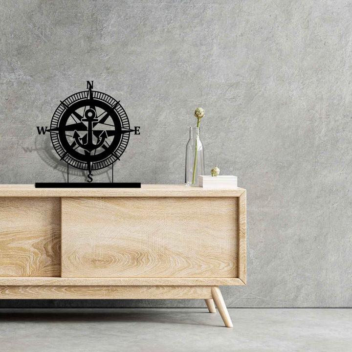 Compass Star Silhouette Metal Art Stand